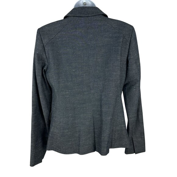 Loft Womens Blazer Jacket Size 0 Charcoal Gray Polyester Viscose Linen Blend - Picture 3 of 6